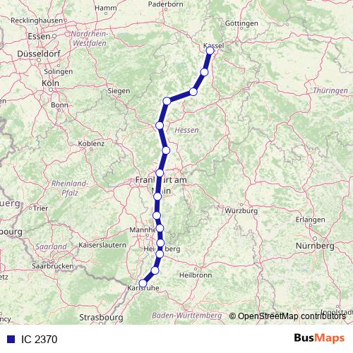 IC 2370 rail Line Map