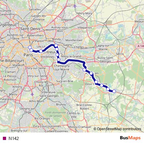 N142 bus Line Map