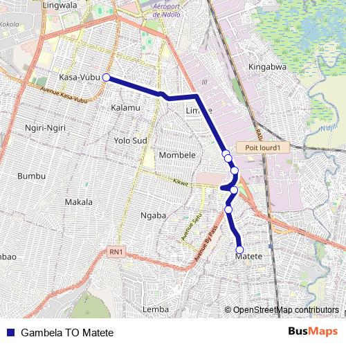 Gambela TO Matete bus Line Map