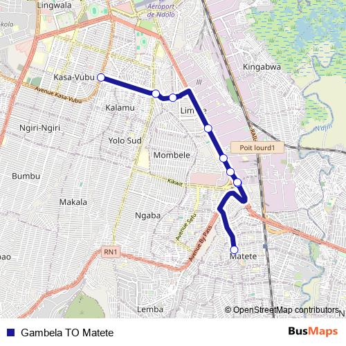 Gambela TO Matete bus Line Map
