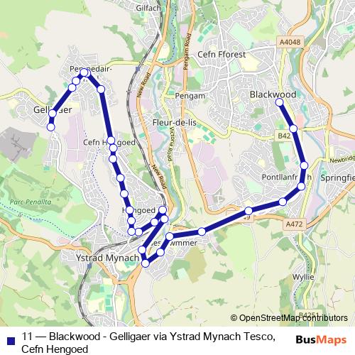 11 bus Line Map