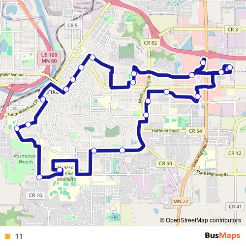 11 bus Line Map