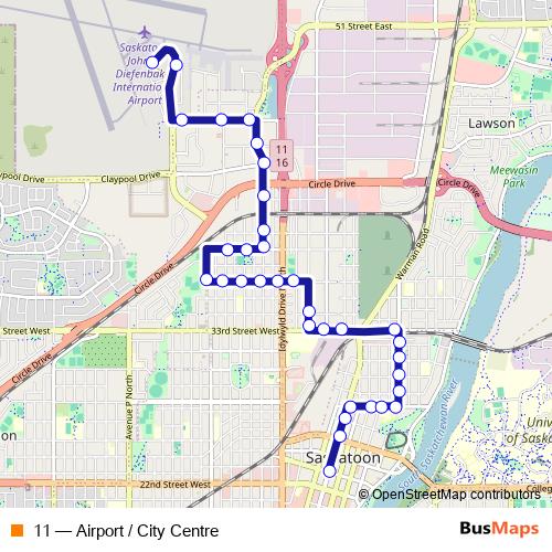 11 bus Line Map