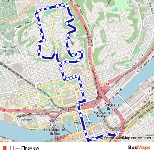 11 bus Line Map