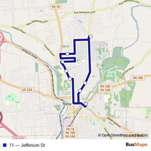 11 bus Line Map