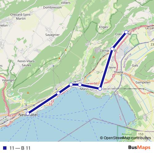 11 bus Line Map