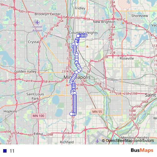 11 bus Line Map