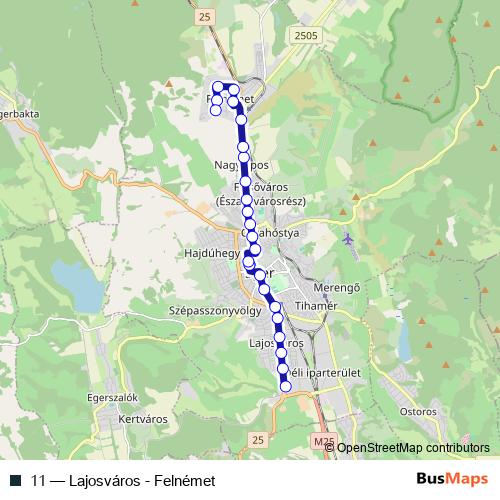 11 bus Line Map