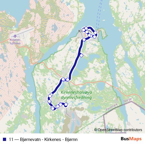 11 bus Line Map