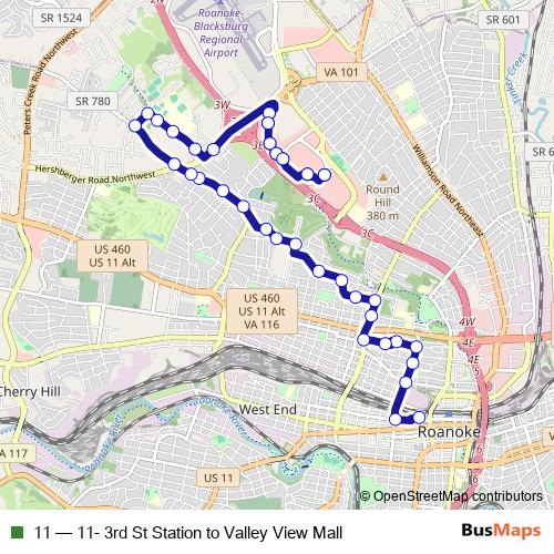 11 bus Line Map
