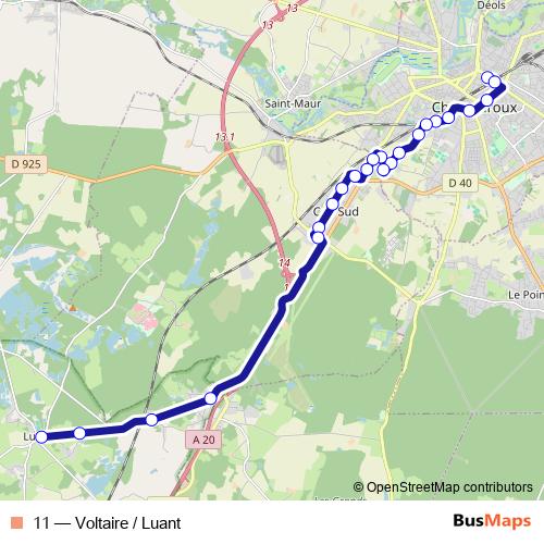 11 bus Line Map