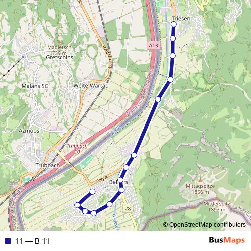 11 bus Line Map