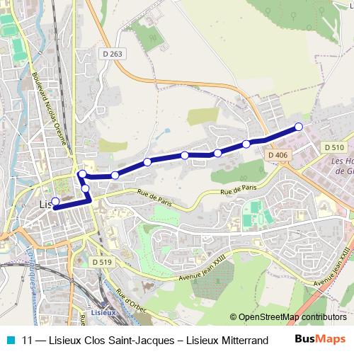 11 bus Line Map