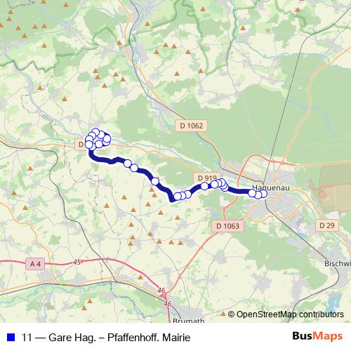 11 bus Line Map