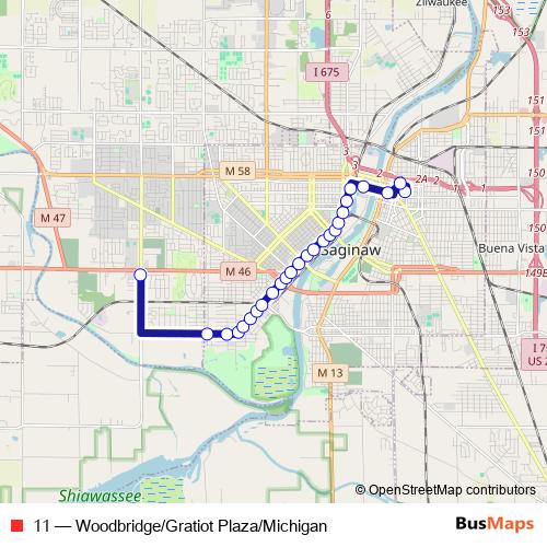 11 bus Line Map