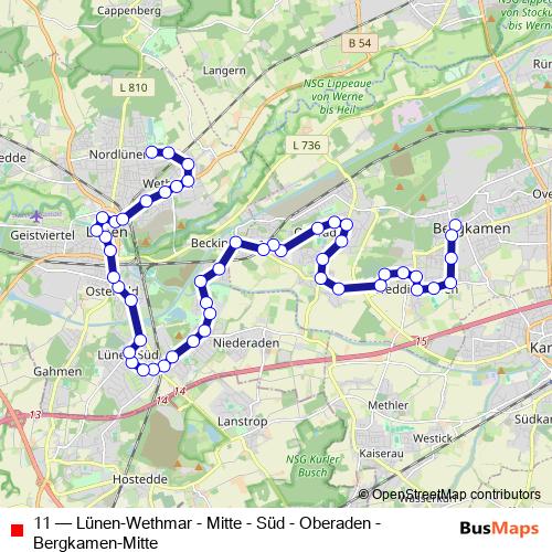 11 bus Line Map