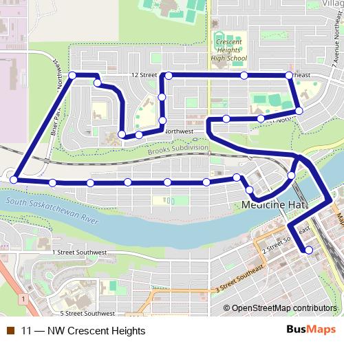 11 bus Line Map
