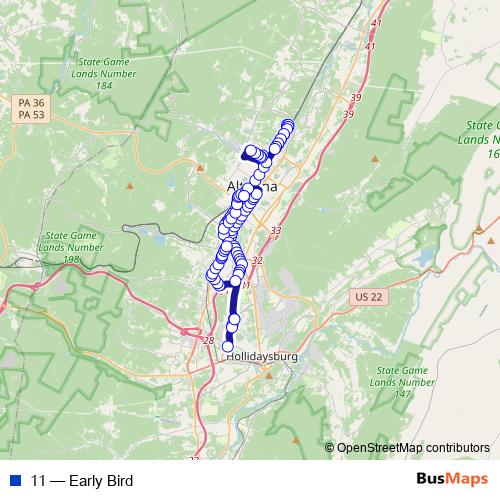 11 bus Line Map