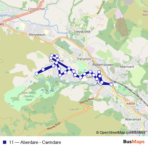 11 bus Line Map