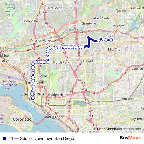 11 bus Line Map
