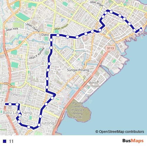 11 bus Line Map