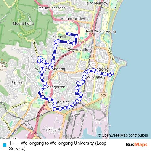 11 bus Line Map