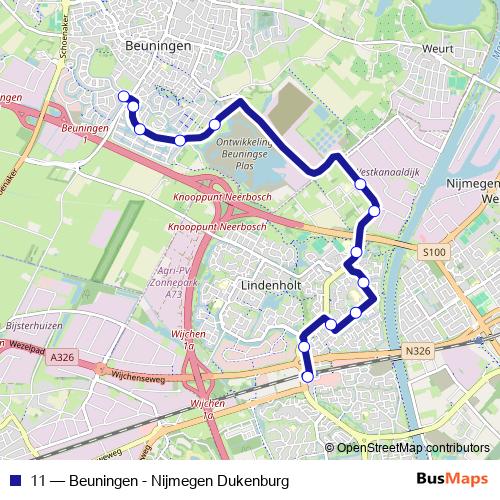 11 bus Line Map