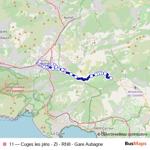 11 bus Line Map
