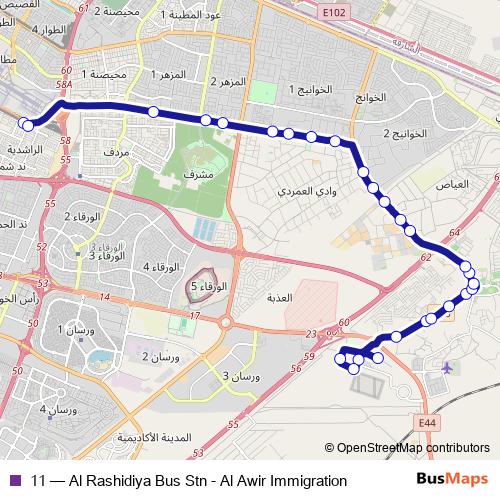 11 bus Line Map