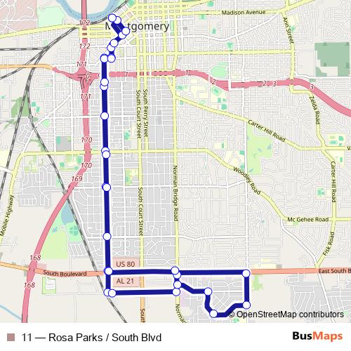 11 bus Line Map