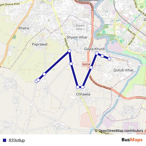 833stlup bus Line Map