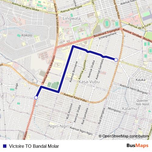Victoire TO Bandal Molar bus Line Map