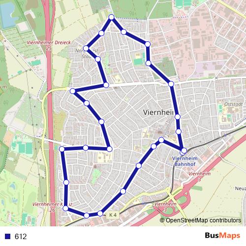 612 bus Line Map