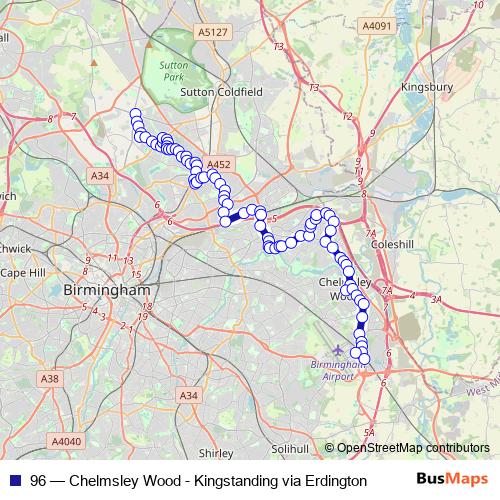 96 bus Line Map