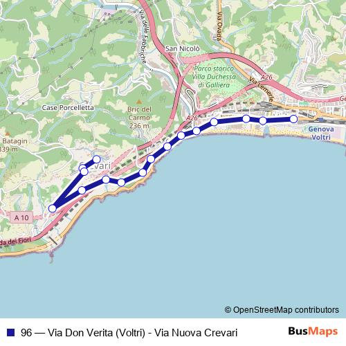 96 bus Line Map