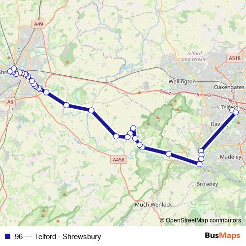 96 bus Line Map