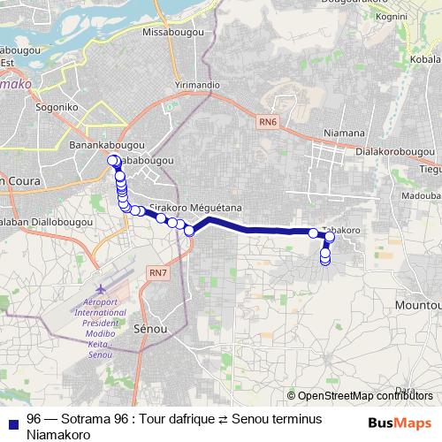 96 bus Line Map