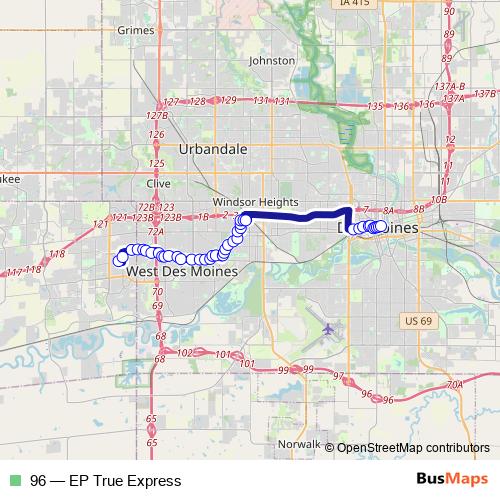 96 bus Line Map