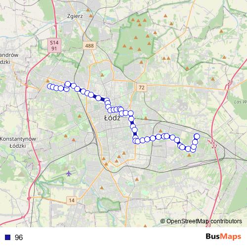 96 bus Line Map