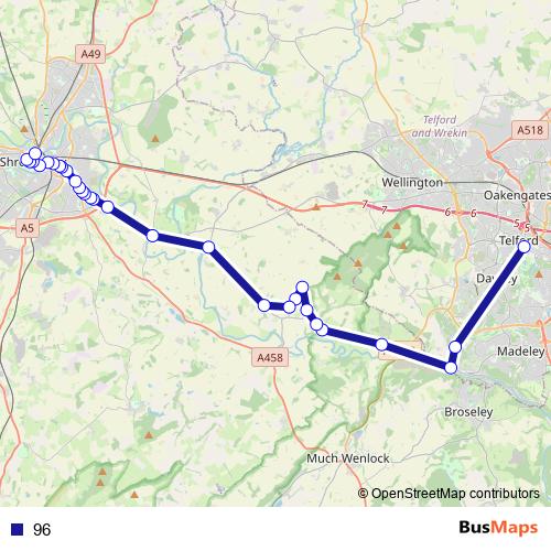 96 bus Line Map