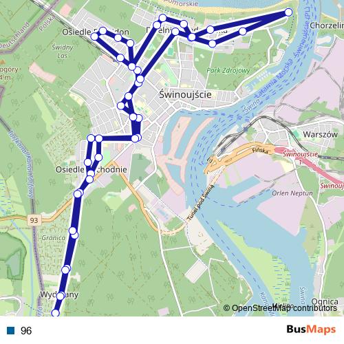 96 bus Line Map