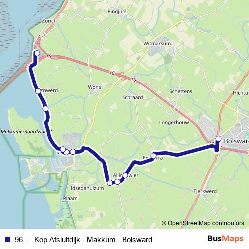 96 bus Line Map