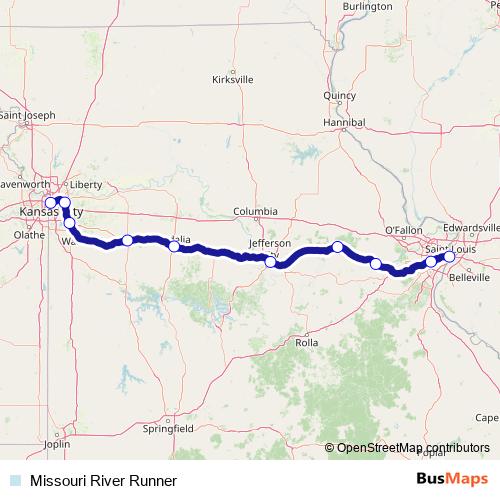 Missouri River Runner rail Line Map