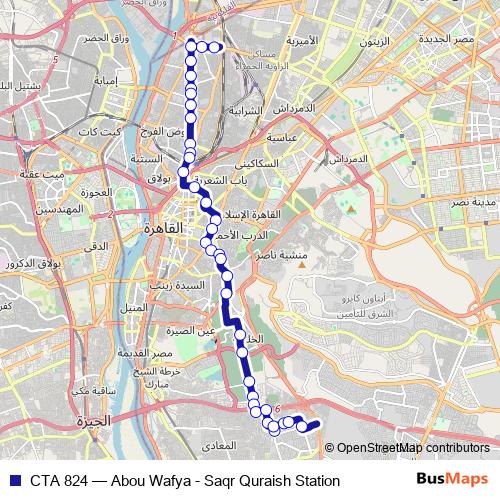 CTA 824 bus Line Map