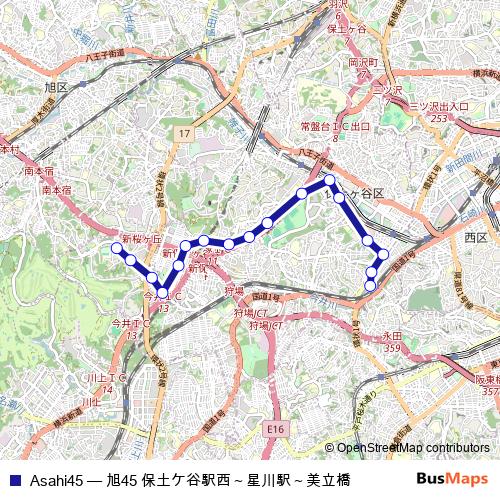 Asahi45 bus Line Map