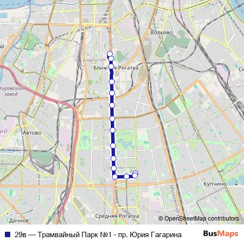 29в tram Line Map