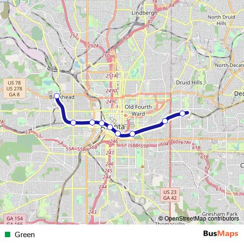 Green metro Line Map