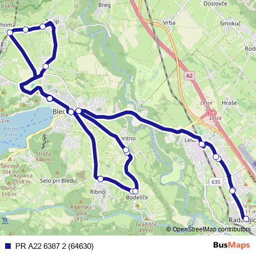 PR A22 6387 2 (64630) bus Line Map