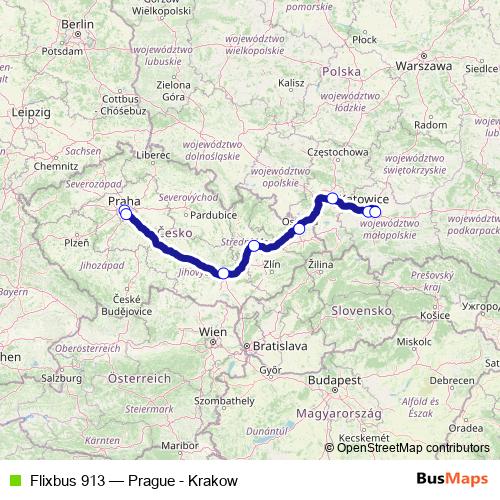 Flixbus 913 bus Line Map
