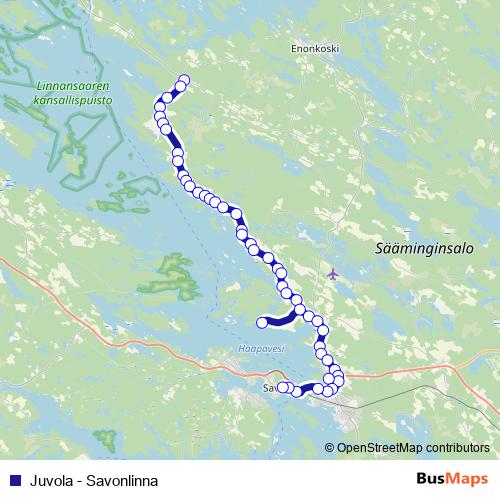 Juvola - Savonlinna bus Line Map